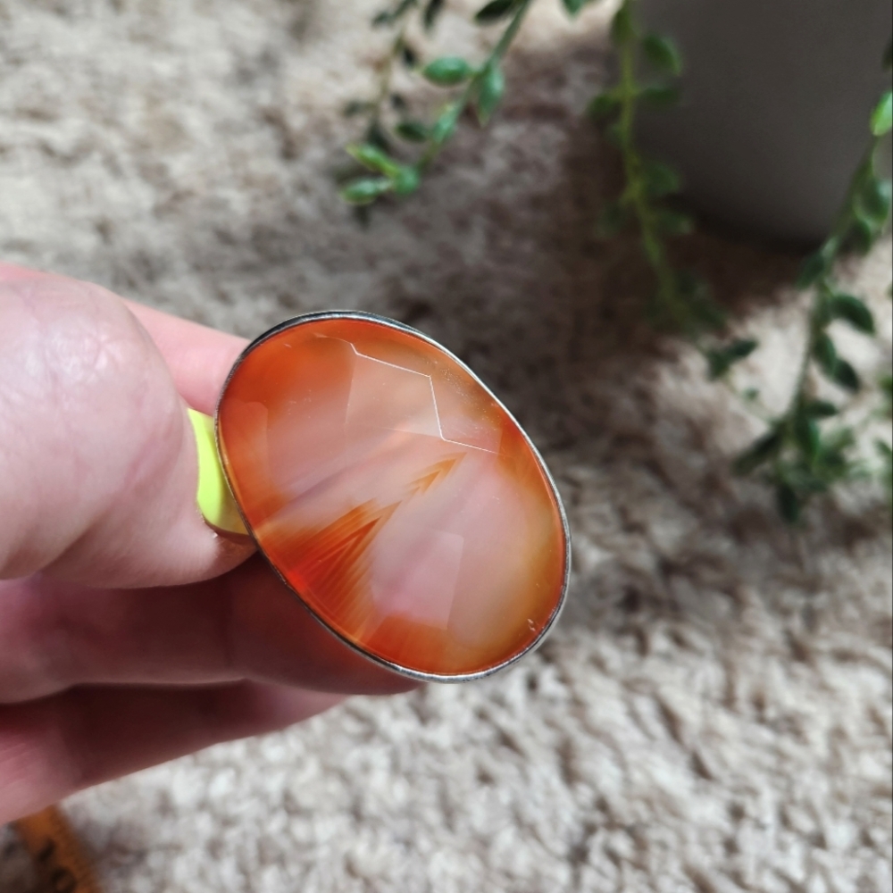 Adjustable size Agate oversized fashion ring